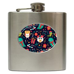 Colorful Funny Christmas Pattern Hip Flask (6 Oz) by Vaneshart