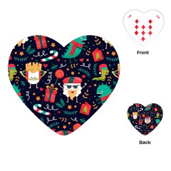 Colorful Funny Christmas Pattern Playing Cards Single Design (heart) by Vaneshart