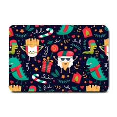 Colorful Funny Christmas Pattern Small Doormat  by Vaneshart