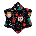 Colorful Funny Christmas Pattern Snowflake Ornament (Two Sides) Front