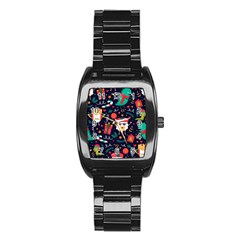 Colorful Funny Christmas Pattern Stainless Steel Barrel Watch by Vaneshart