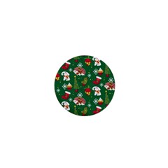 Colorful Funny Christmas Pattern Green 1  Mini Buttons