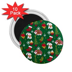 Colorful Funny Christmas Pattern Green 2 25  Magnets (10 Pack)  by Vaneshart