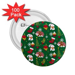 Colorful Funny Christmas Pattern Green 2 25  Buttons (100 Pack)  by Vaneshart