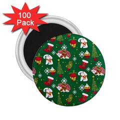 Colorful Funny Christmas Pattern Green 2 25  Magnets (100 Pack)  by Vaneshart