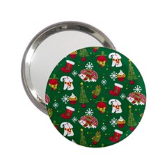 Colorful Funny Christmas Pattern Green 2 25  Handbag Mirrors by Vaneshart