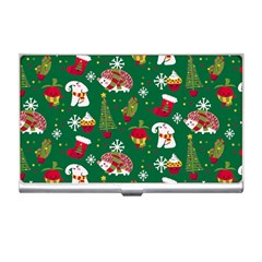 Colorful Funny Christmas Pattern Green Business Card Holder