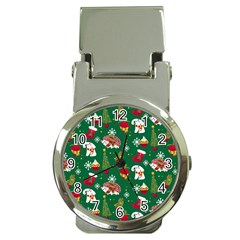 Colorful Funny Christmas Pattern Green Money Clip Watches by Vaneshart