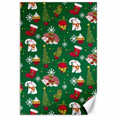 Colorful Funny Christmas Pattern Green Canvas 12  x 18 