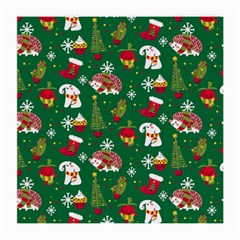 Colorful Funny Christmas Pattern Green Medium Glasses Cloth by Vaneshart