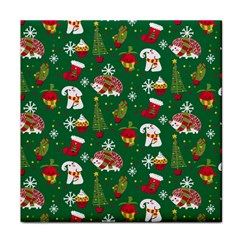 Colorful Funny Christmas Pattern Green Face Towel by Vaneshart