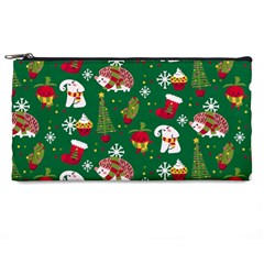 Colorful Funny Christmas Pattern Green Pencil Cases