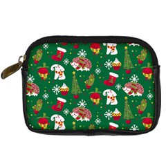 Colorful Funny Christmas Pattern Green Digital Camera Leather Case by Vaneshart