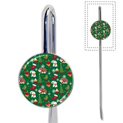 Colorful Funny Christmas Pattern Green Book Mark