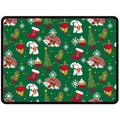 Colorful Funny Christmas Pattern Green Fleece Blanket (large)  by Vaneshart