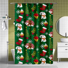 Colorful Funny Christmas Pattern Green Shower Curtain 48  X 72  (small)  by Vaneshart