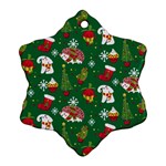 Colorful Funny Christmas Pattern Green Ornament (Snowflake) Front