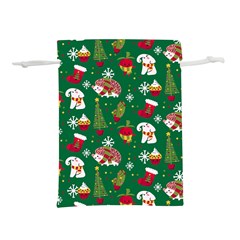 Colorful Funny Christmas Pattern Green Lightweight Drawstring Pouch (l) by Vaneshart