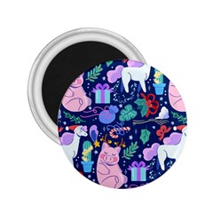 Colorful Funny Christmas Pattern Pig Animal 2 25  Magnets by Vaneshart