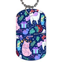 Colorful Funny Christmas Pattern Pig Animal Dog Tag (two Sides) by Vaneshart