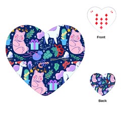 Colorful Funny Christmas Pattern Pig Animal Playing Cards Single Design (heart) by Vaneshart