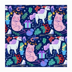 Colorful Funny Christmas Pattern Pig Animal Medium Glasses Cloth by Vaneshart