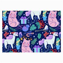 Colorful Funny Christmas Pattern Pig Animal Large Glasses Cloth by Vaneshart