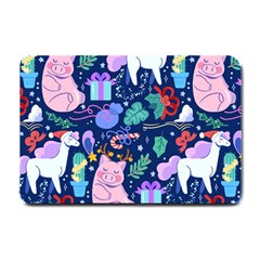 Colorful Funny Christmas Pattern Pig Animal Small Doormat  by Vaneshart