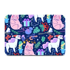 Colorful Funny Christmas Pattern Pig Animal Plate Mats by Vaneshart