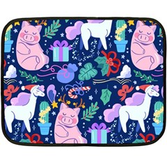 Colorful Funny Christmas Pattern Pig Animal Double Sided Fleece Blanket (mini)  by Vaneshart