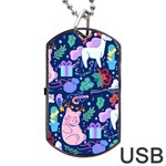 Colorful Funny Christmas Pattern Pig Animal Dog Tag USB Flash (One Side) Front