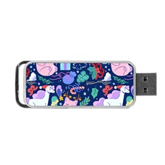 Colorful Funny Christmas Pattern Pig Animal Portable Usb Flash (one Side) by Vaneshart