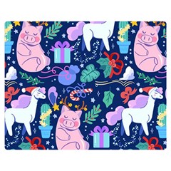 Colorful Funny Christmas Pattern Pig Animal Double Sided Flano Blanket (medium)  by Vaneshart