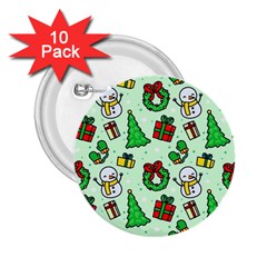 Colorful Funny Christmas Pattern Cartoon 2 25  Buttons (10 Pack)  by Vaneshart