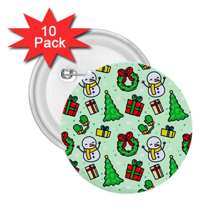 Colorful Funny Christmas Pattern Cartoon 2.25  Buttons (10 pack) 