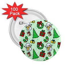 Colorful Funny Christmas Pattern Cartoon 2 25  Buttons (100 Pack)  by Vaneshart