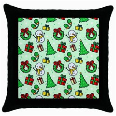 Colorful Funny Christmas Pattern Cartoon Throw Pillow Case (black) by Vaneshart