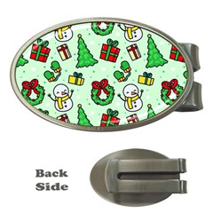 Colorful Funny Christmas Pattern Cartoon Money Clips (oval)  by Vaneshart