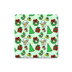 Colorful Funny Christmas Pattern Cartoon Square Magnet by Vaneshart