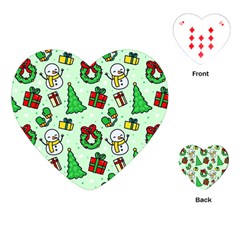 Colorful Funny Christmas Pattern Cartoon Playing Cards Single Design (heart) by Vaneshart