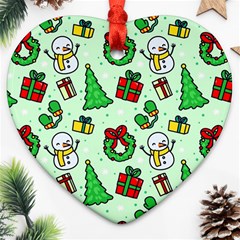 Colorful Funny Christmas Pattern Cartoon Heart Ornament (two Sides) by Vaneshart