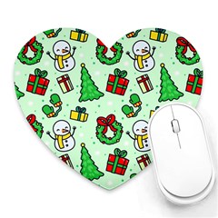 Colorful Funny Christmas Pattern Cartoon Heart Mousepads by Vaneshart