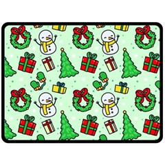 Colorful Funny Christmas Pattern Cartoon Fleece Blanket (large)  by Vaneshart