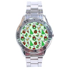 Colorful Funny Christmas Pattern Cartoon Stainless Steel Analogue Watch by Vaneshart