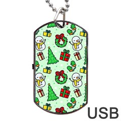 Colorful Funny Christmas Pattern Cartoon Dog Tag Usb Flash (one Side) by Vaneshart