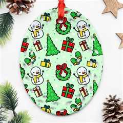 Colorful Funny Christmas Pattern Cartoon Oval Filigree Ornament (two Sides) by Vaneshart