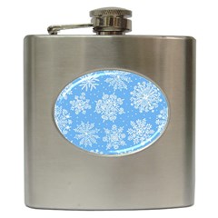 Hand Drawn Snowflakes Seamless Pattern Hip Flask (6 Oz) by Vaneshart