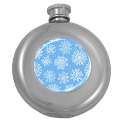 Hand Drawn Snowflakes Seamless Pattern Round Hip Flask (5 Oz) by Vaneshart