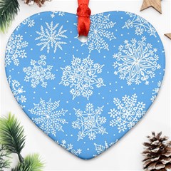 Hand Drawn Snowflakes Seamless Pattern Heart Ornament (two Sides) by Vaneshart