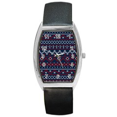 Christmas Concept With Knitted Pattern Barrel Style Metal Watch by Vaneshart